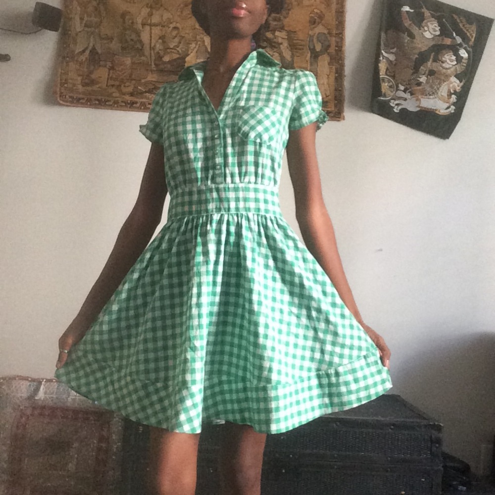 Vintage Green Checkerboard Dress